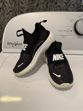 Nike Kids Black Slip-On Sneakers with White Accents